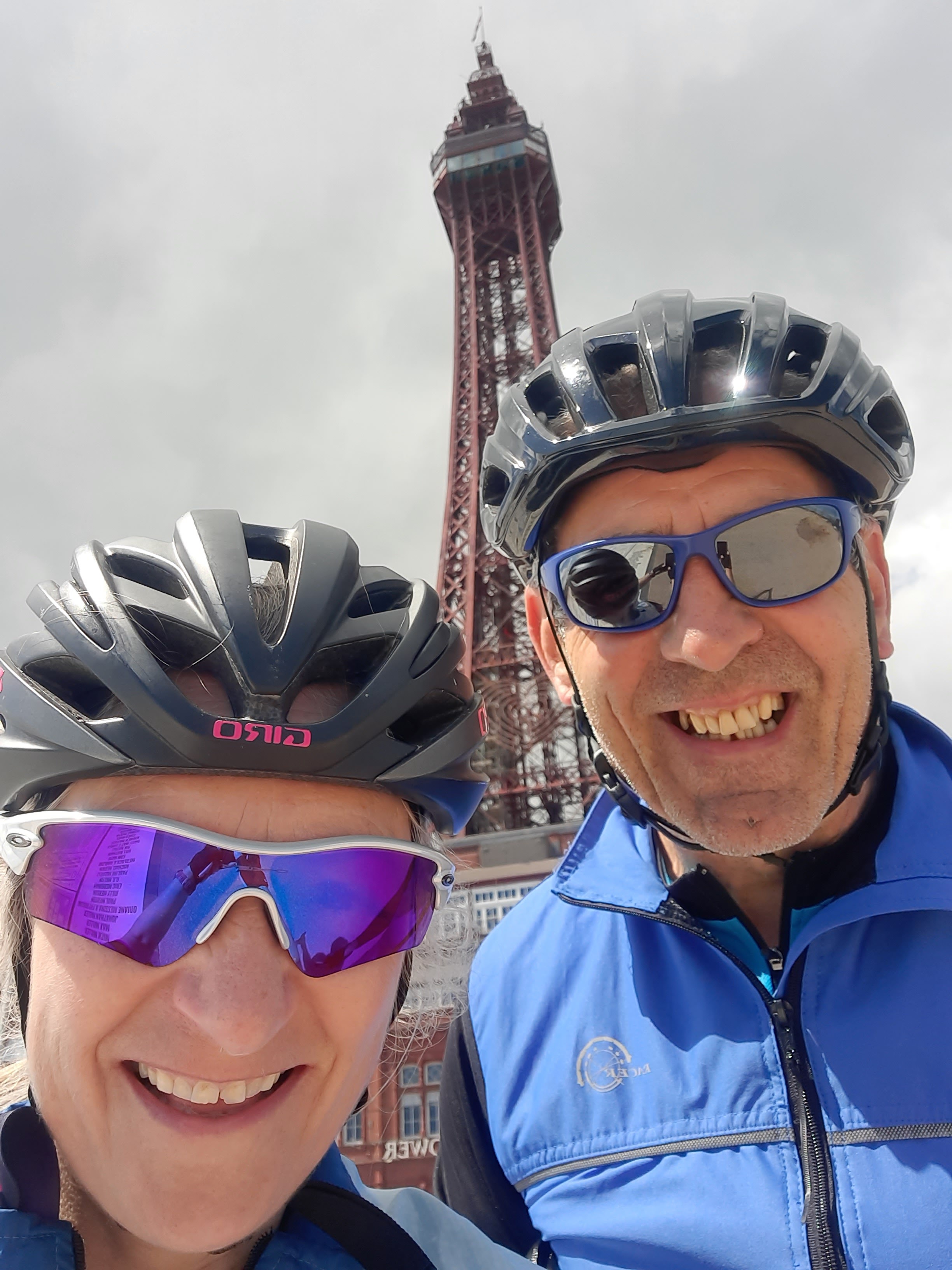 chris and lynn in front of blackpool tower