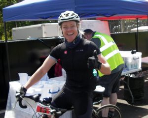 happy lady cyclist